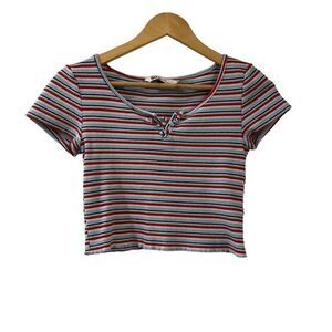 SO Brand Striped Cropped Top Medium Womens Juniors